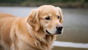 ai genererad gyllene retriever, hund fotografering, husdjur djur- foto