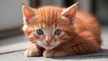 ai genererad söt liten röd kattunge fotografi, katt fotografi foto