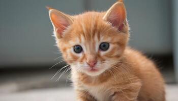ai genererad söt liten röd kattunge fotografi, katt fotografi foto
