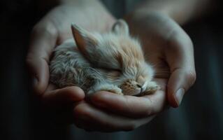 ai genererad anbud vård för en nyfödd kanin foto