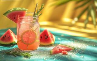 ai genererad sommar vattenmelon dryck foto