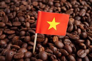 vietnam flagga på kaffe bönor, handla uppkopplad för exportera eller importera mat produkt. foto