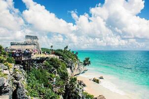 arkeologisk webbplats av tulum, mexico foto