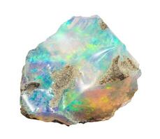 opolerad etiopisk opal mineral isolerat foto