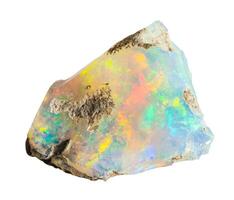 grov etiopisk opal mineral isolerat på vit foto