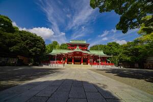 huvud tempel på tomioka helgedom super bred skott foto