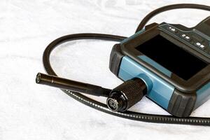 endoskop kamera på de tabell. flexibel inspektion kamera foto