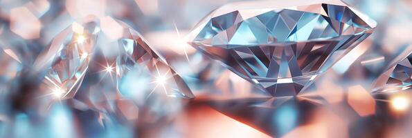 ai genererad skön och gnistrande diamant kristaller. en diamant formad objekt med en färgrik bakgrund foto