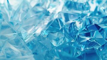 ai genererad geometrisk blå is textur bakgrund. kristall, diamant, tapet, triangel, grafisk, modern, form, baner, polygonal, dekoration foto