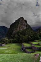 machu picchu, peru, 2015 - grön terrasserad grunder söder Amerika foto