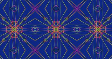 abstrakt kalejdoskop mönster på blå bakgrund i lila grön gul rader foto