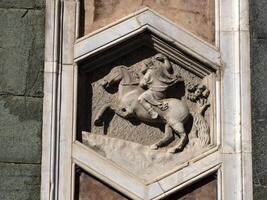 florens giotto torn detalj nära katedral santa maria dei fiori, brunelleschi kupol Italien foto