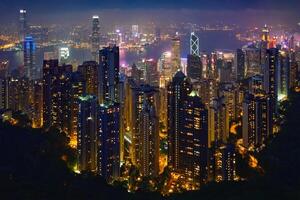 hong kong skyskrapor horisont stadsbild se foto