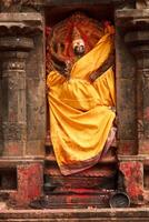 lakshmi bild. hindu gudinna bas lättnad i hindu tempel. arunachaleswar tempel, tiruvannalai, tamil nadu, Indien foto