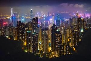 hong kong skyskrapor horisont stadsbild se foto