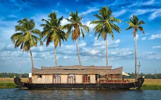 husbåt på kerala bakvatten, Indien foto