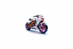 3d illustration av vit trogen motorcykel isolerat på vit bakgrund foto