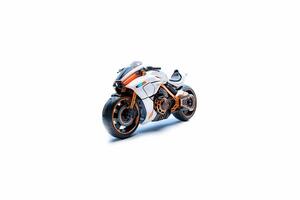 3d illustration av vit trogen motorcykel isolerat på vit bakgrund foto