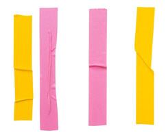 topp se uppsättning av rosa och gul rynkig lim vinyl tejp eller trasa tejp i Ränder form isolerat på vit bakgrund med klippning väg foto
