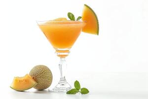 ai genererad uppfriskande melon cocktail i glas isolerat på vit bakgrund foto