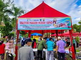 pariaman, indonesien - Mars 6, 2024. billig basar i pariaman stad organiserad förbi de pariaman stad lantbruk mat och fiske service foto