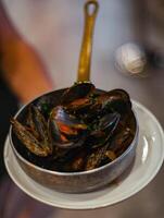 tjänande av provensal musslor, europeisk stil. foto