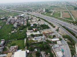 antenn se av försvar huvud fyrkant, en små stad i lahore pakistan. foto