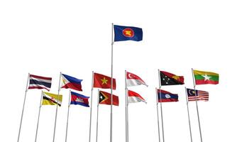 asean aec flagga grupp Land internationell symbol tecken burma indonesien malaysia brunei gemenskap laos siam jord cambodia singapore philippinr vietnam regering ekonomi medlem företag sydöst foto