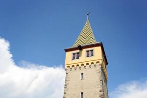 skön torn i lindau ö, sjö Constance, Bodensee, Tyskland foto