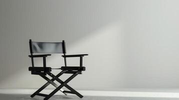 ai genererad svart direktörens stol mot en vit vägg. smink stol. kopia Plats foto