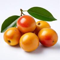 ai genererad loquat frukt isolerat på en vit bakgrund foto