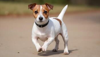 modig domkraft russell terrier i natur, hund fotografi foto