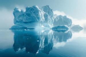 ai genererad isberg flytande i en glacial- lagun foto