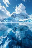 ai genererad isberg flytande i en glacial- lagun foto