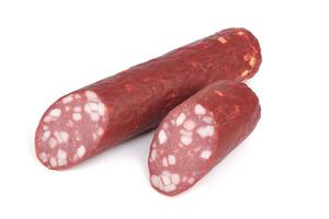 salami på vitt foto