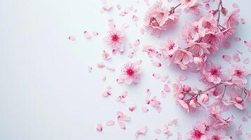 ai genererad rosa blommor topp se, blommig bakgrund, fri Plats foto
