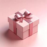 ai genererad elegant rosa gåva låda med satin band foto