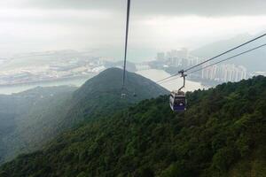 se från nhong ping 360 kabel- bil korsning över de berg i tung chung och lantau ö foto