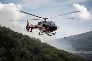 ai genererad helikopter AIDS brandsläckning ansträngningar i bergamo, Italien foto