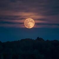 ai genererad måne lyser ljust mot de mörk himmel, gjutning en mystisk glöd för social media posta storlek foto