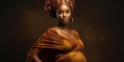 ai genererad gravid skön afrikansk kvinna. generativ ai foto