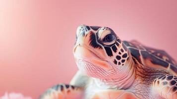 ai genererad en sköldpadda på en pastell isolerat bakgrund foto