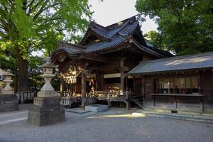 en huvud tempel på japansk helgedom foto