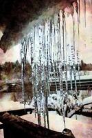 is stalaktiter i vinter- i de norr av Sverige foto