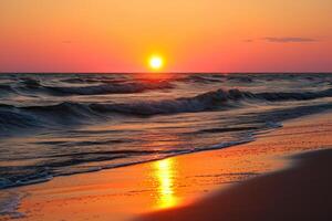 Foto skön solnedgång på de strand Foto som en bakgrund