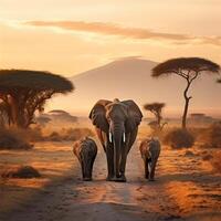 Foto elefanter i amboseli nationell parkera kenya afrika