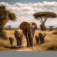 Foto elefanter i amboseli nationell parkera kenya afrika