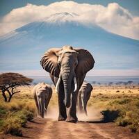 Foto elefanter i amboseli nationell parkera kenya afrika