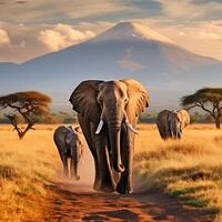 Foto elefanter i amboseli nationell parkera kenya afrika