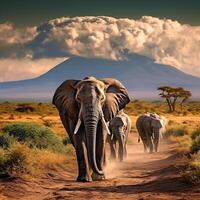 Foto elefanter i amboseli nationell parkera kenya afrika